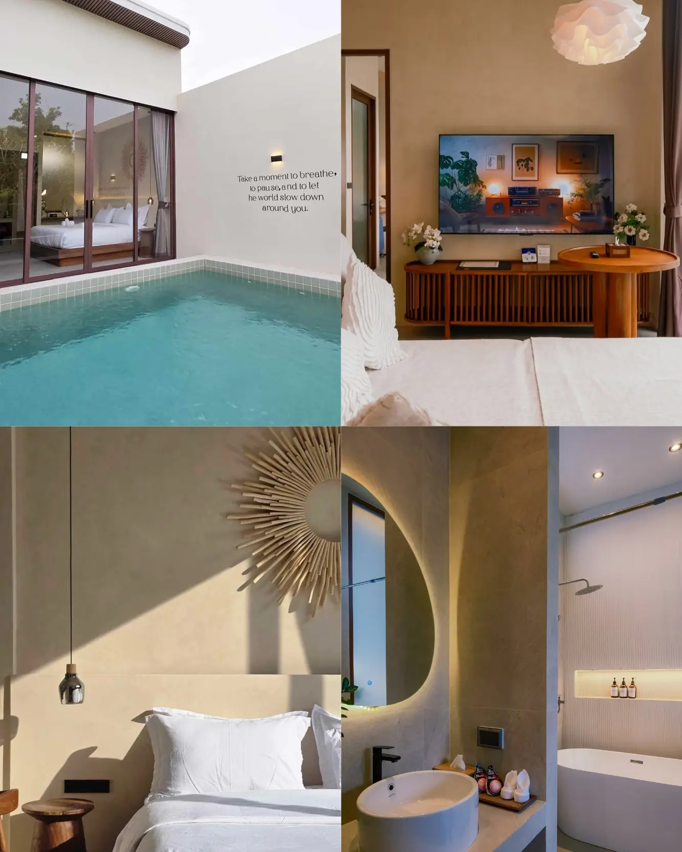 2 Bedroom Pool Villa: pool, living room and bedroom